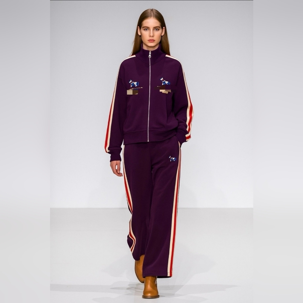 2pcs Stylish Purple Track Suit with Stripes Set - Picture 3 of 3